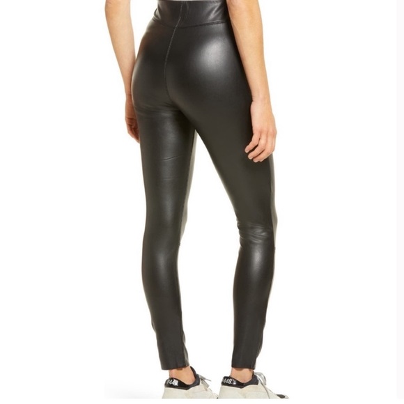 TOPSHOP Sara Faux Leather Black Skinny Pants 6 - Picture 2 of 6